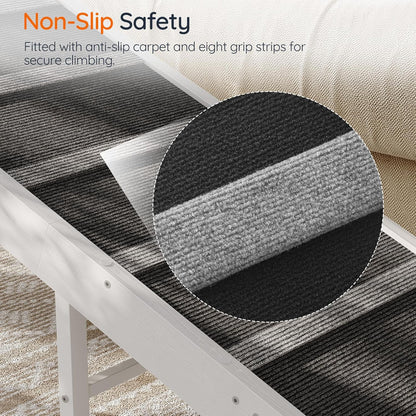 HOOBRO Dog Ramp for Bed, Large Wooden Pet Ramp for Dogs with Non-Slip Carpet Surface, Safety Rails, and Top Platform, 70.9" x 15.7" x 23.6", White and Black BW18PT03G1