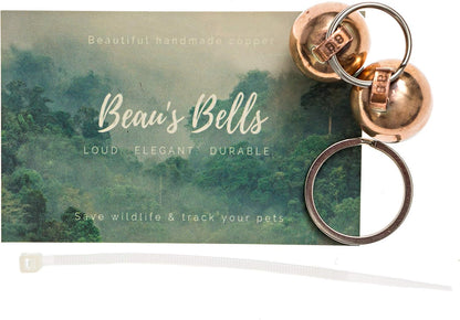 Beau's Bells 2 Extra Loud Cat & Dog Bells | Pet Tracker | Save Birds & Wildlife | Luxury Handmade Copper (Small)