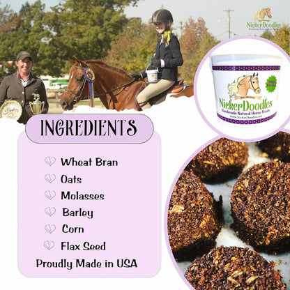 Horse Treats - 5 lb Pail - Effortlessly Give Medications with Our Soft Baked Treats - Training Treats are The Perfect Motivator - No Additives or Preservatives Handles May Vary