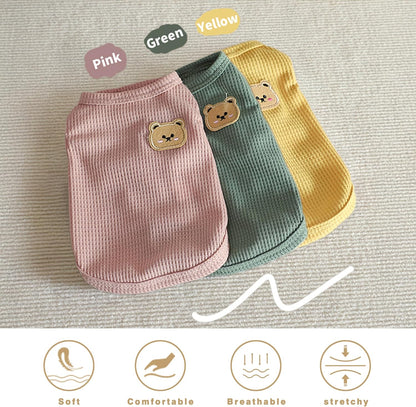 Waffle Knit Cat & Dog T Shirt for Small Dogs, Stretchable Puppy Shirt for Sphynx Cats & Small Breeds, Pet Clothes | Breathable Summer/Winter Apparel for Newborn(3PCS Large)