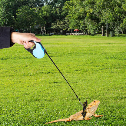 Retractable Bearded Dragon Leash with Dinosaur Wings, Comfortable Leather Harness, 3 Sizes Adjustable Escape-Proof Design