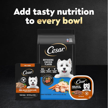 Cesar Filets in Gravy Wet Dog Food, Wood-Grilled Chicken Flavor, 1.76 oz. Mini-Pouches, 20 Count (Pack of 1)