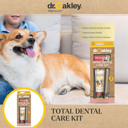 Dog Toothpaste Bacon Flavor Enzymatic Dental Kit with Toothbrush & Finger Brush Vet Recommended – 3-Piece Set