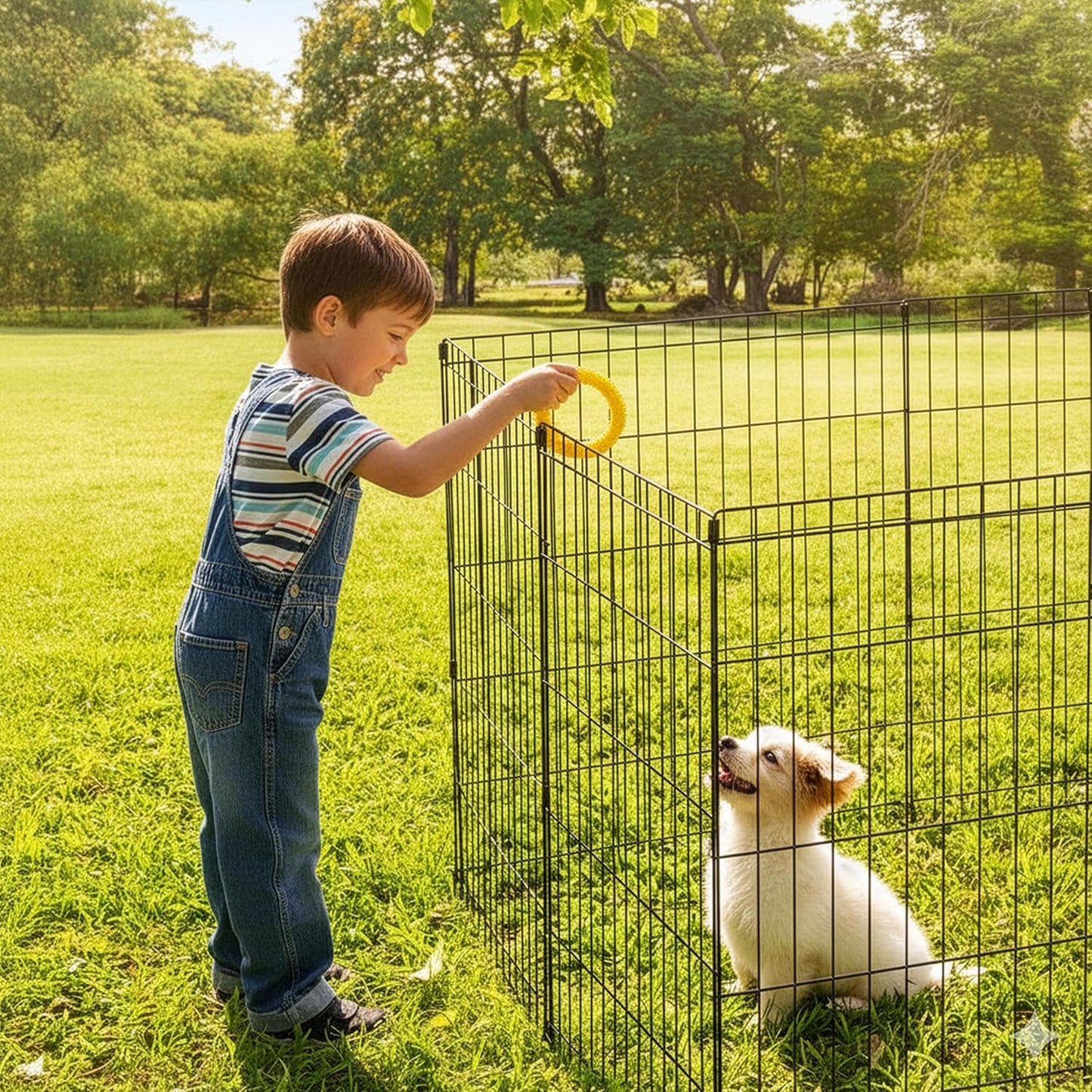 Dog Playpen - Foldable Metal Exercise Puppy Play Pen with 8 24x30in Panels - Indoor/Outdoor Pen with Door for Dogs, Cats or Small Animals by PETMAKER