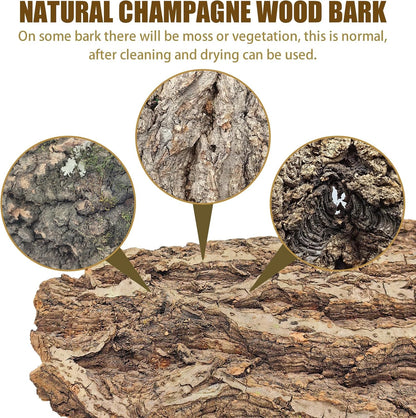 VCEPJH Reptile Bark Bedding,1 LB Natural Cork Bark for Geckos and 2 Pcs Reptile Bridge Leopard Gecko Climbing Ladder Wooden Basking Lounger for Crested Gecko Bearded Dragon Hermit Crab Turtle Chameleo