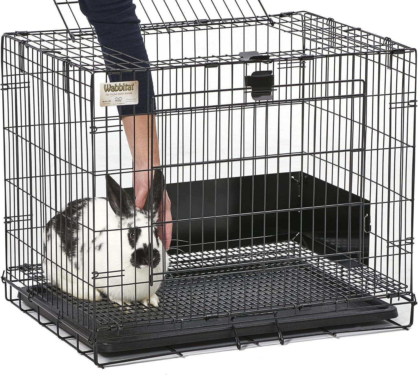 MidWest Homes for Pets Small Wabbitat Rabbit Cage, Grid Mesh Floor, Removable Tray, Top & Front Door Access, Rust Resistant Finish, No Tools Required
