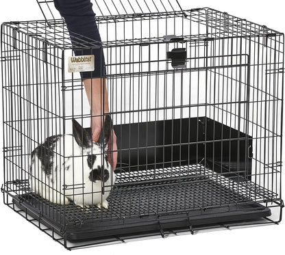 MidWest Homes for Pets Small Wabbitat Rabbit Cage, Grid Mesh Floor, Removable Tray, Top & Front Door Access, Rust Resistant Finish, No Tools Required