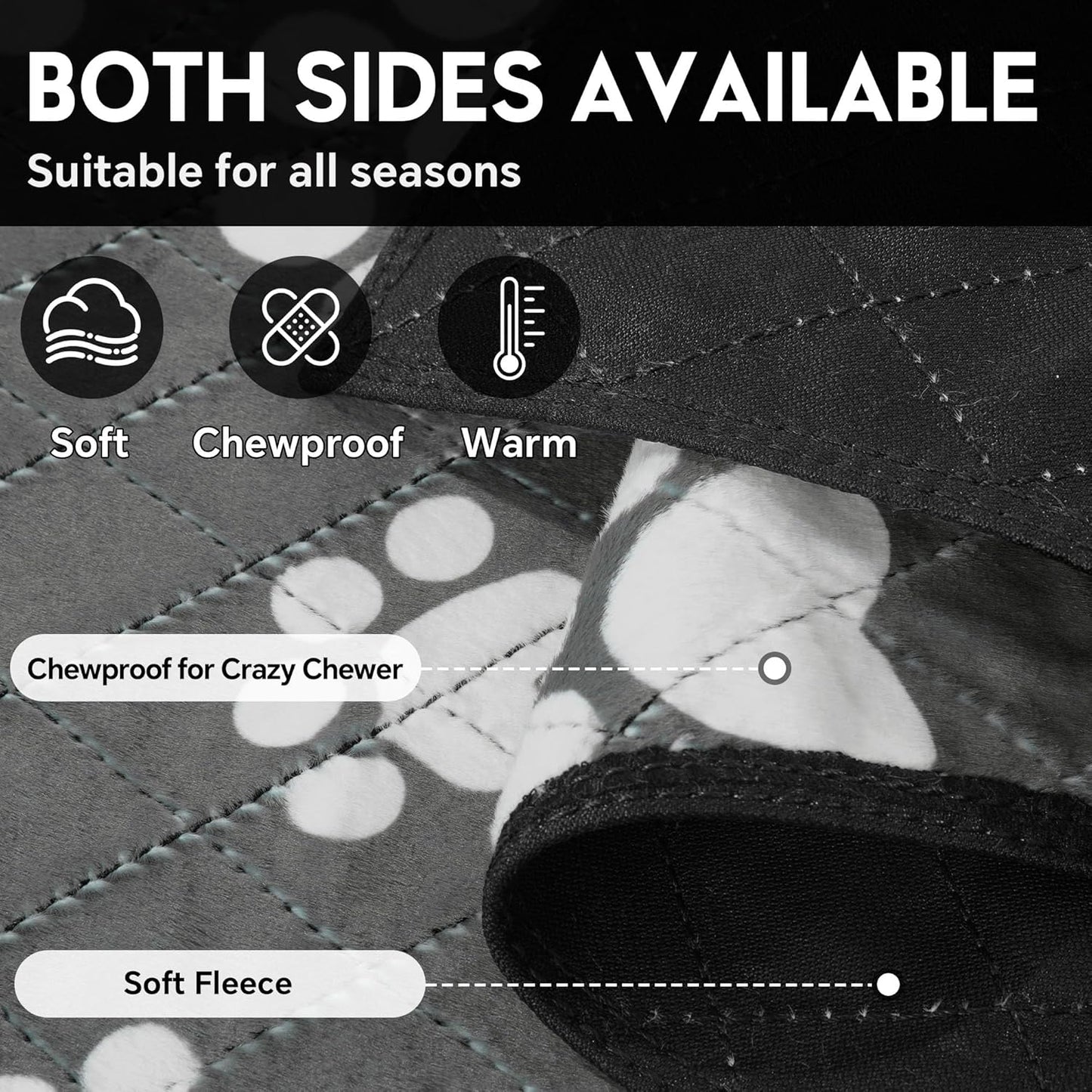 HOMBYS Double-Sided Indestructible Dog Blanket 40"x30", Chew Proof Tear-Resistant Pet Blanket for Aggressive Chewers, Duranble Furniture Protector for Sofa Bed & Crate, Grey