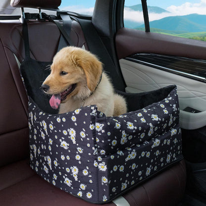 Cullaby Dog Booster Car Seat for Road Trips Elevated Seat for Small/Medium Dogs up to 25 lbs, Memory Foam Seat with Detachable Washable Cover, Safe Bed for Cars with Safety Belts and Storage Pockets