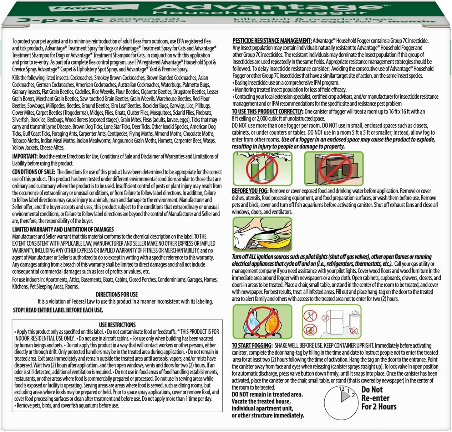 Advantage Household Fogger | Kills Fleas & Ticks | Flea Fogger for Home | 2 oz. Canisters (Pack of 3)