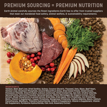 Earth Animal Wisdom Air Dried Dog Food - From the Land Recipe Premium Natural Dry Dog Food for All Breeds & Ages - 2 Lbs Bag