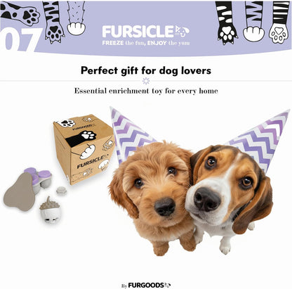 FurSicle Freezable Dog Treat Ball/ Frozen Feeder Enrichment Lick Toy | Interactive Treat Dispensing Puzzle/ Slow Feeder | Puppy Teething, Boredom/ Anxiety Relief | Gift for Small, Medium, Large Dogs