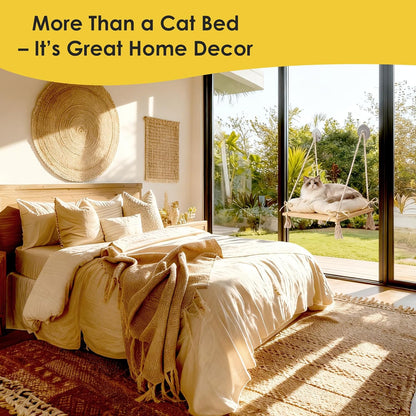 Cat Window Perch, Suction Cup Window Hammock Seat Beds for Indoor Cats with Soft Cushion and Solid Pine Wood