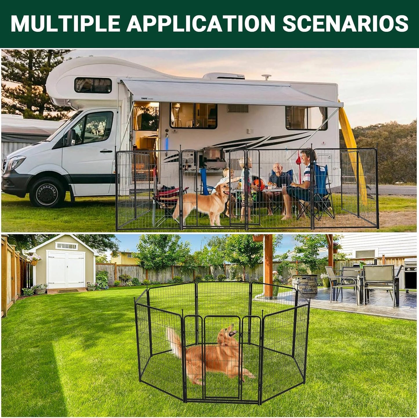 Upgraded 40" Heavy-Duty Metal Pet Playpen, 8 Panel Foldable Exercise Pen with Secure Door, Rustproof & Floor-Protective, Portable Indoor/Outdoor Small Animal & Puppy Fence