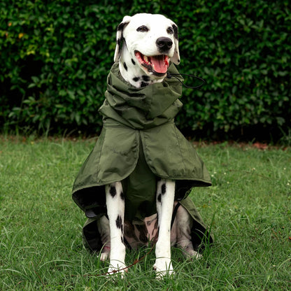 Tuff Pupper Waterproof Dog Raincoat | Full-Body Windproof Rain Jacket for Dogs | Reflective Strips | Breathable Mesh Lining | Adjustable Fit | Leash Port | Small Medium Large XL XXL Dogs (Olive, XL)