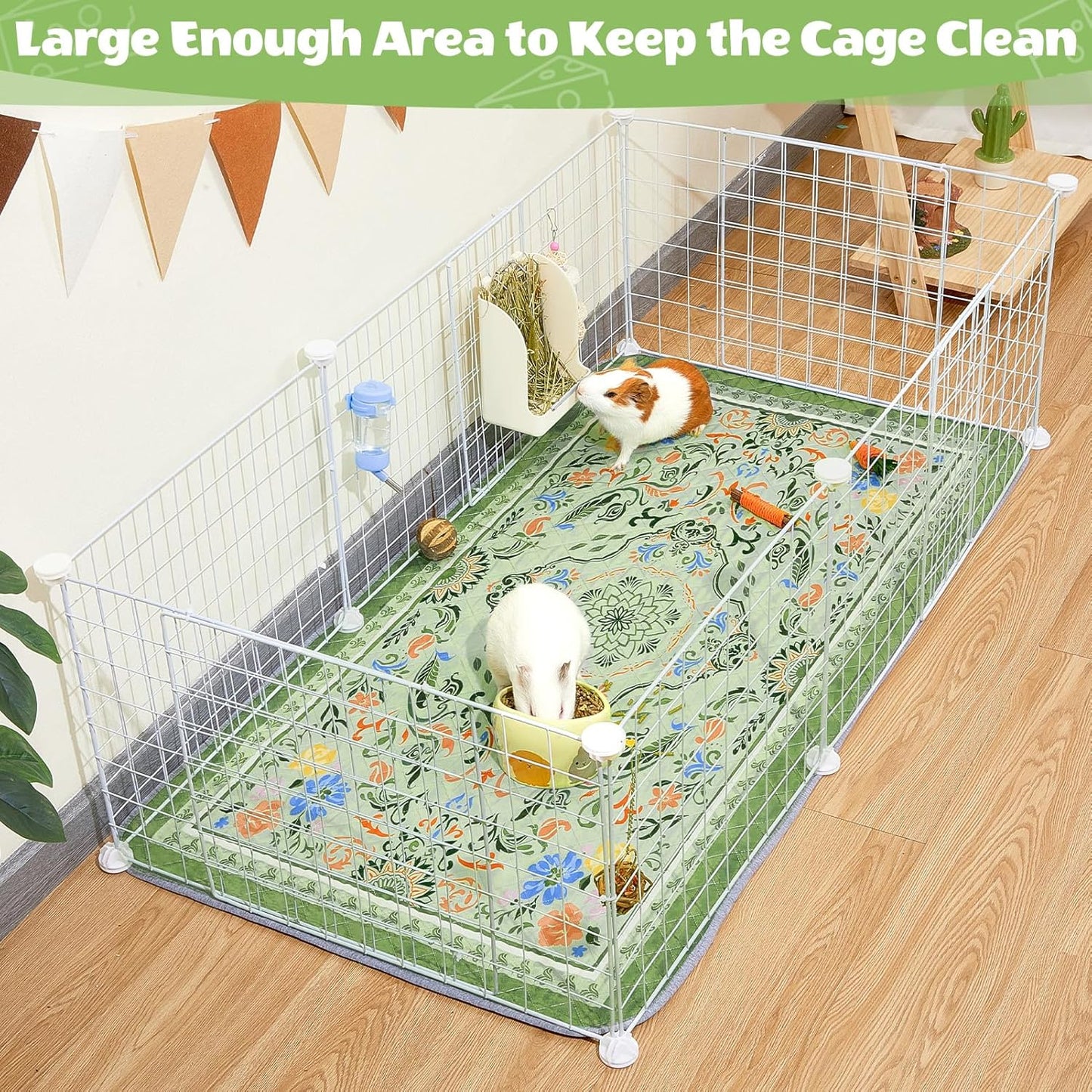 2 Pack Guinea Pig Bedding, Washable Guinea Pig Cage Liner Reusable Guinea Pig Mat Waterproof Guinea Pig Bedding for Cage, Super Absorbant Guinea Pig Pee Pads for Small Animals Hamster Rabbit Squirrel