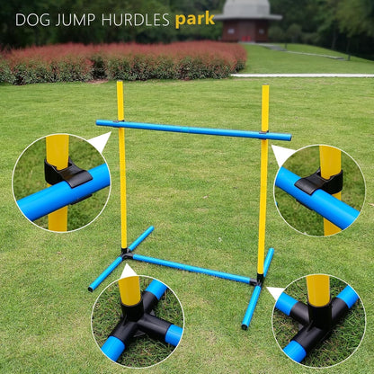 Adjustable Dog Agility Jump Set – Training Hurdles with Height Adjustable Bars, Portable Design with Carry Bag for Indoor & Outdoor Agility Courses (A-Jump Pole-1)