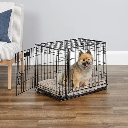 MidWest Homes for Pets 24-Inch Two-Door iCrate Folding Dog Crate with Divider Panel, Leak-Proof Tray & Secure Latches – Metal Wire Kennel for Small Breeds – Portable, Durable & Easy to Assemble