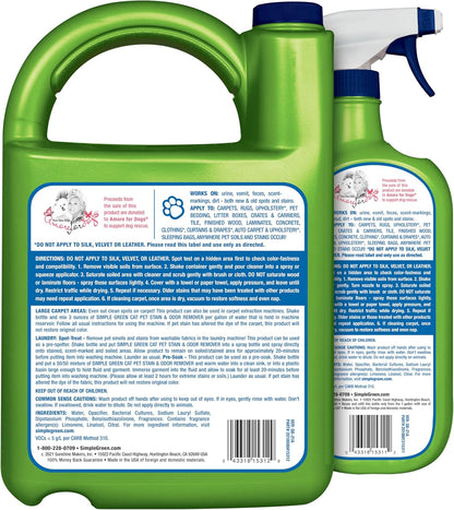 Simple Green Cat Stain & Odor Remover - Enzyme Cleaner for Cat Urine, Feces, Blood, Vomit (32 oz Sprayer & 1 gallon Refill)