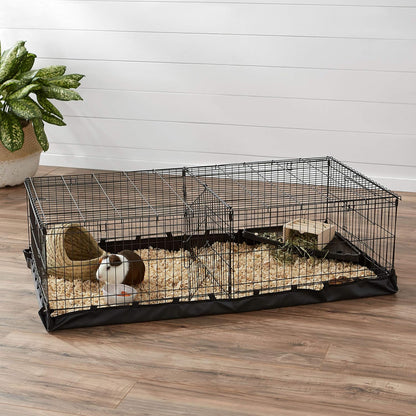 Amazon Basics Leakproof Canvas Bottom Guinea Pig Pet Cage with Divider Set, Black, 47.6"L x 24.2"W x 14.0"H