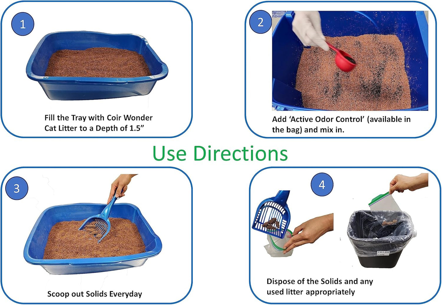 Coconut Husk Cat Litter – Lightweight, Natural & Non-Clumping - Coconut Coir Litter for Cats, Pets & Chicken Coops - Low Dust, Activated Charcoal Odor Control, Biodegradable