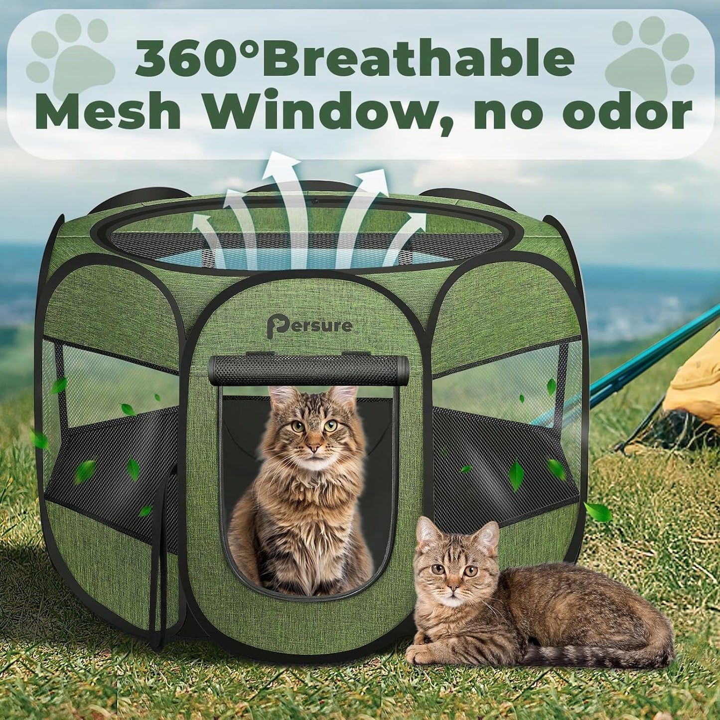 Dog Cat Playpen Indoor Outdoor for Puppy Pet Dogs Cat Recovery After Surgery, Dogs Tent Crates Cage Indoor/Outdoor, Portable Pop Up Dog Kennel with Carrying Case for Travel (Premium Green, Small)