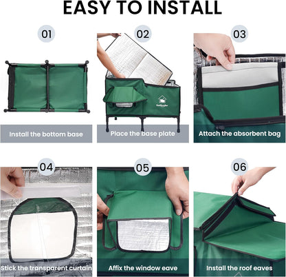 Cat Houses for Outdoor Cats, Outdoor Cat House Weatherproof with Insulation Layer for Warm, Foldable Cat Shelter, Cave Beds for Pets Up to 55lbs for Garden, Patio, or Backyard (Green-L)