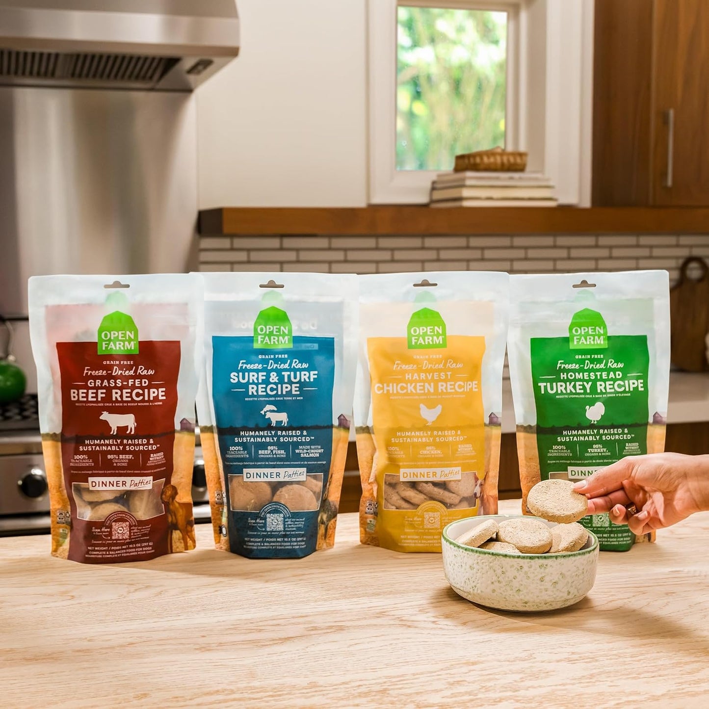 Open Farm, Freeze Dried Raw Puppy Food, Patties with 95% Meat, Organs & Bone, Complete Meal or Freeze Dried Dog Food Mixer, Chicken & Salmon Puppy Recipe, 10.5oz Bag