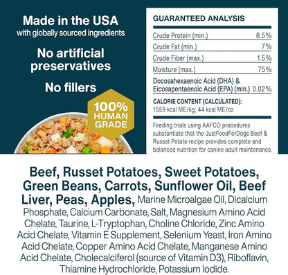 JustFoodForDogs Frozen Fresh Dog Food Topper Starter Pack, Beef & Turkey Human Grade Dog Food Recipes, 5.5 oz (Pack of 9)