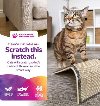 SmartyKat Sisal Angle Ramp Cat Scratcher, Natural Woven Sisal Surface & Stable Wooden Structure with Organic Catnip