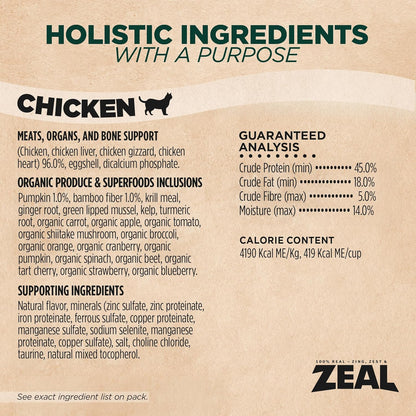 ZEAL Canada Air-Dried Cat Food Chicken Recipe - High Protein, Natural Superfoods, Nutrient Rich, No Fillers, Grain Free, Complete & Balanced (Chicken, 5 oz)