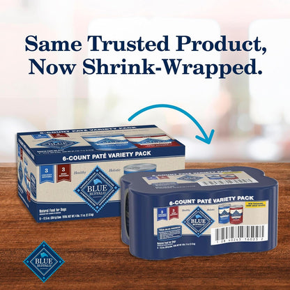 Blue Buffalo Homestyle Recipe Adult Wet Dog Food, Made with Natural Ingredients, Chicken and Beef Dinner Variety Pack, 12.5-oz Cans (6 Count, 3 of Each)