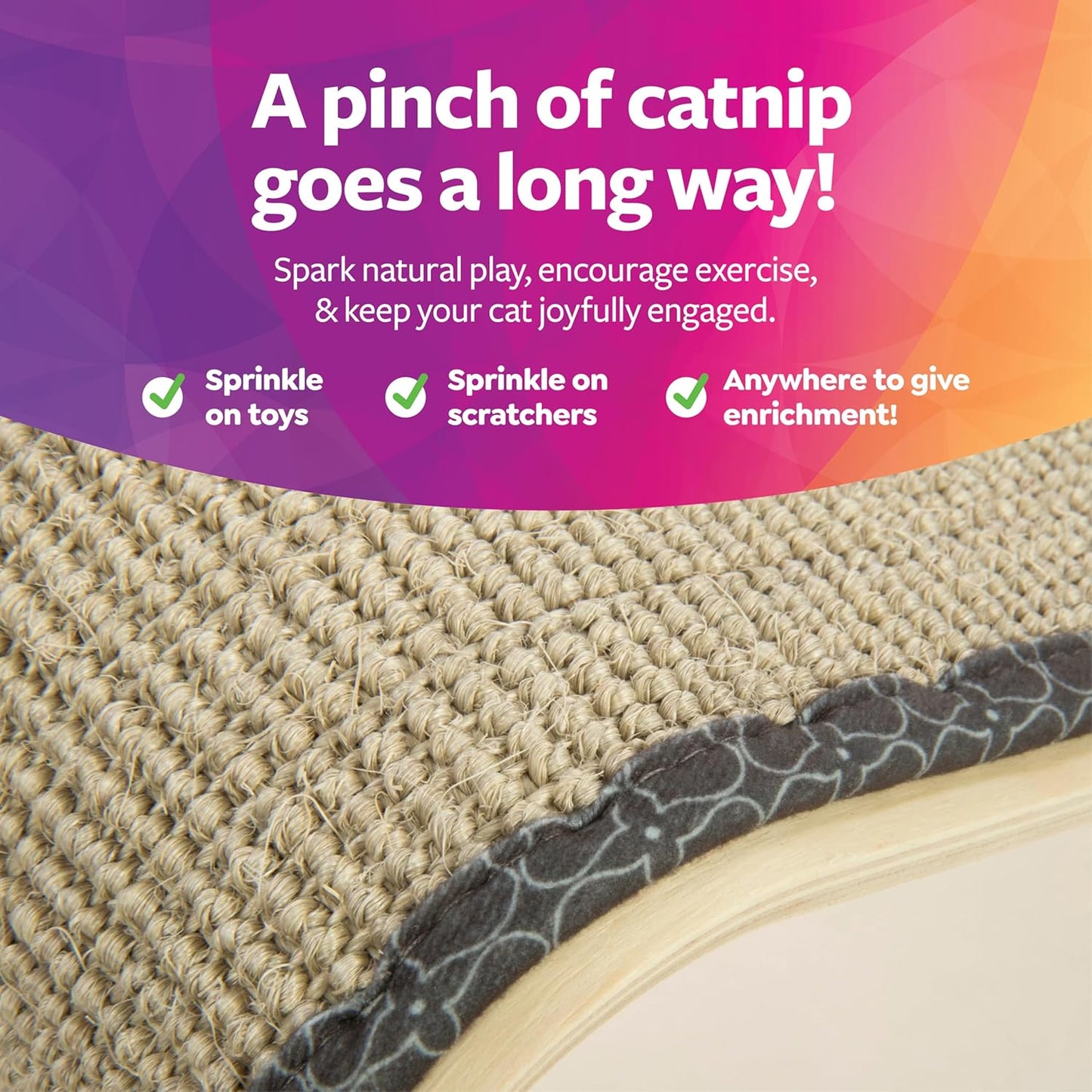 SmartyKat Sisal Angle Ramp Cat Scratcher, Natural Woven Sisal Surface & Stable Wooden Structure with Organic Catnip