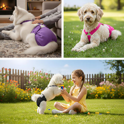 Reusable Super Absorbent & Leakproof Fixed Doggie Diapers for Dogs in Heat Cycle