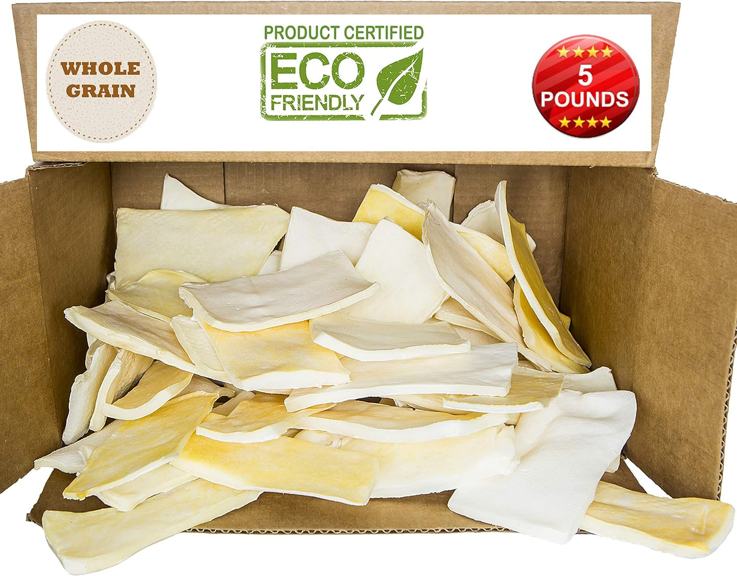 Brazilian Pet Premium Thick Cut Chips, Wholegrain Rawhide (Last Much Longer Than Traditional Chips). 100% Natural. Great Behavioral Dog Chew Treat Solution. No Preservatives. (5 Pounds)