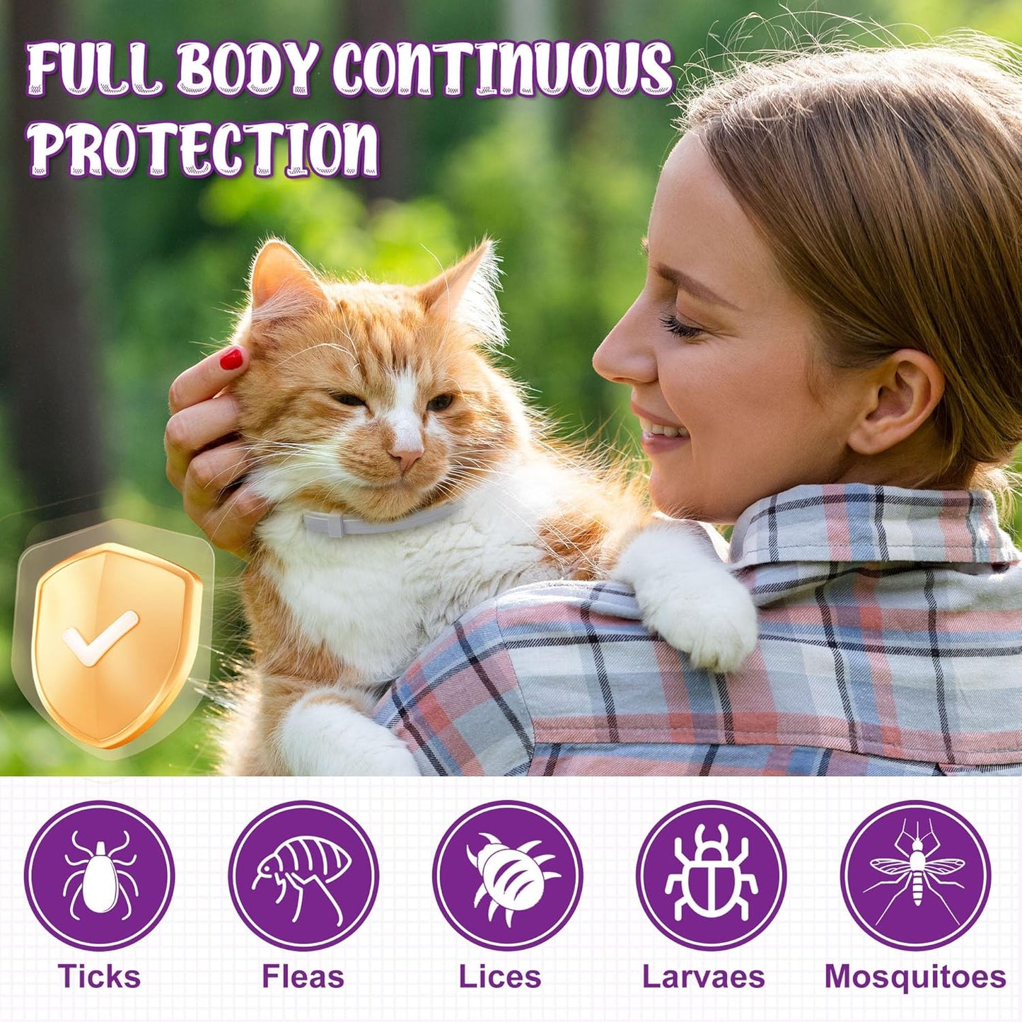 4 Pack Flea & Tick Collar for Cats - 8 Months Long-Lasting Protection and Prevention, Adjustable Cat Flea and Tick Collar