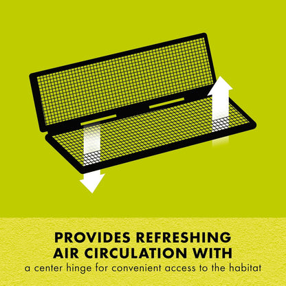 Zilla Fresh Air Screen Cover with Center Hinge, Secure and Durable Metal Mesh Cover for Reptile Terrariums, 48 x 13 inches