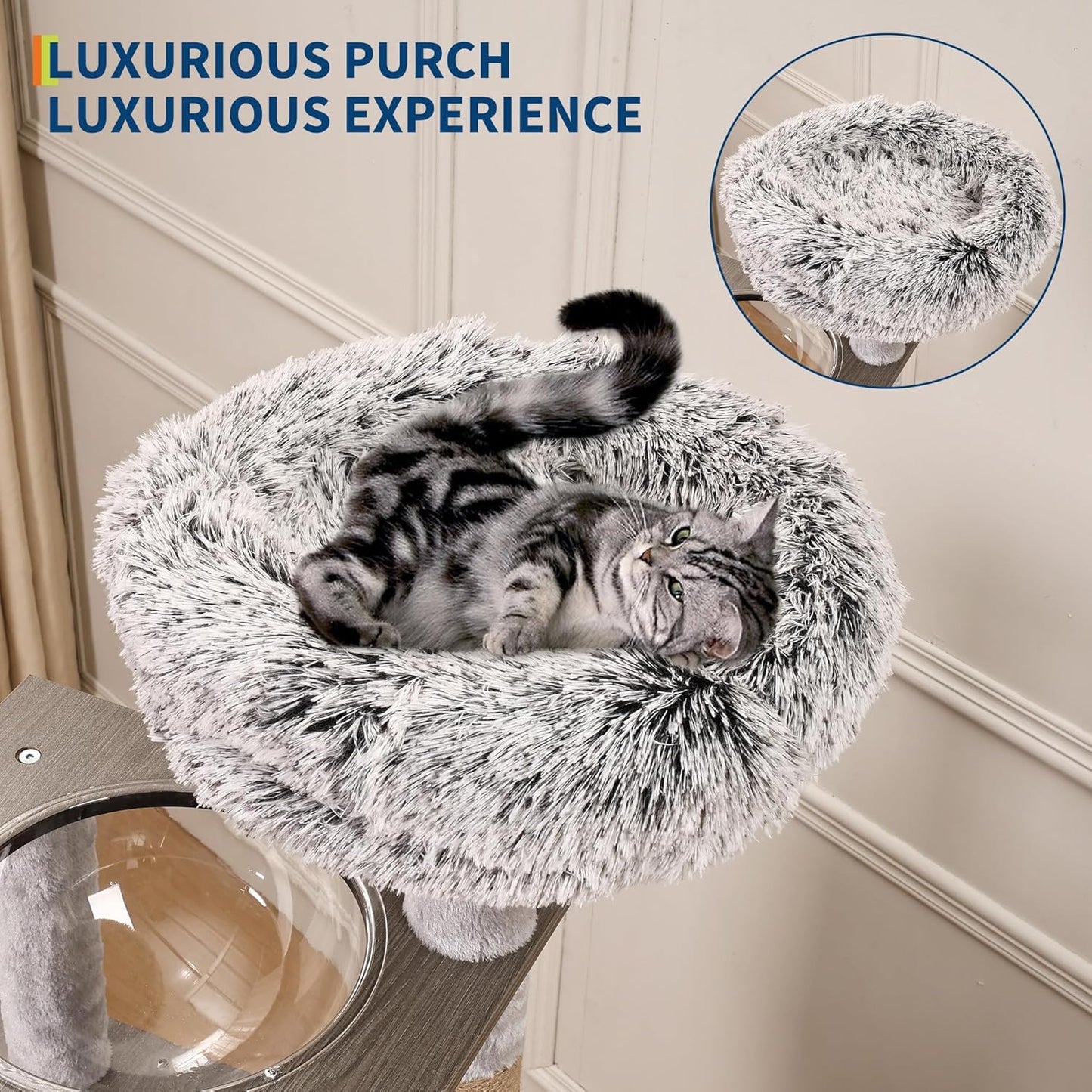 66.9-Inch Cat Tree Tower with Litter Box Enclosure, Multi-Level Cat Furniture Featuring Hammock and Washable Cushions, Indoor Cat Tower for Play, Rest, and Privacy