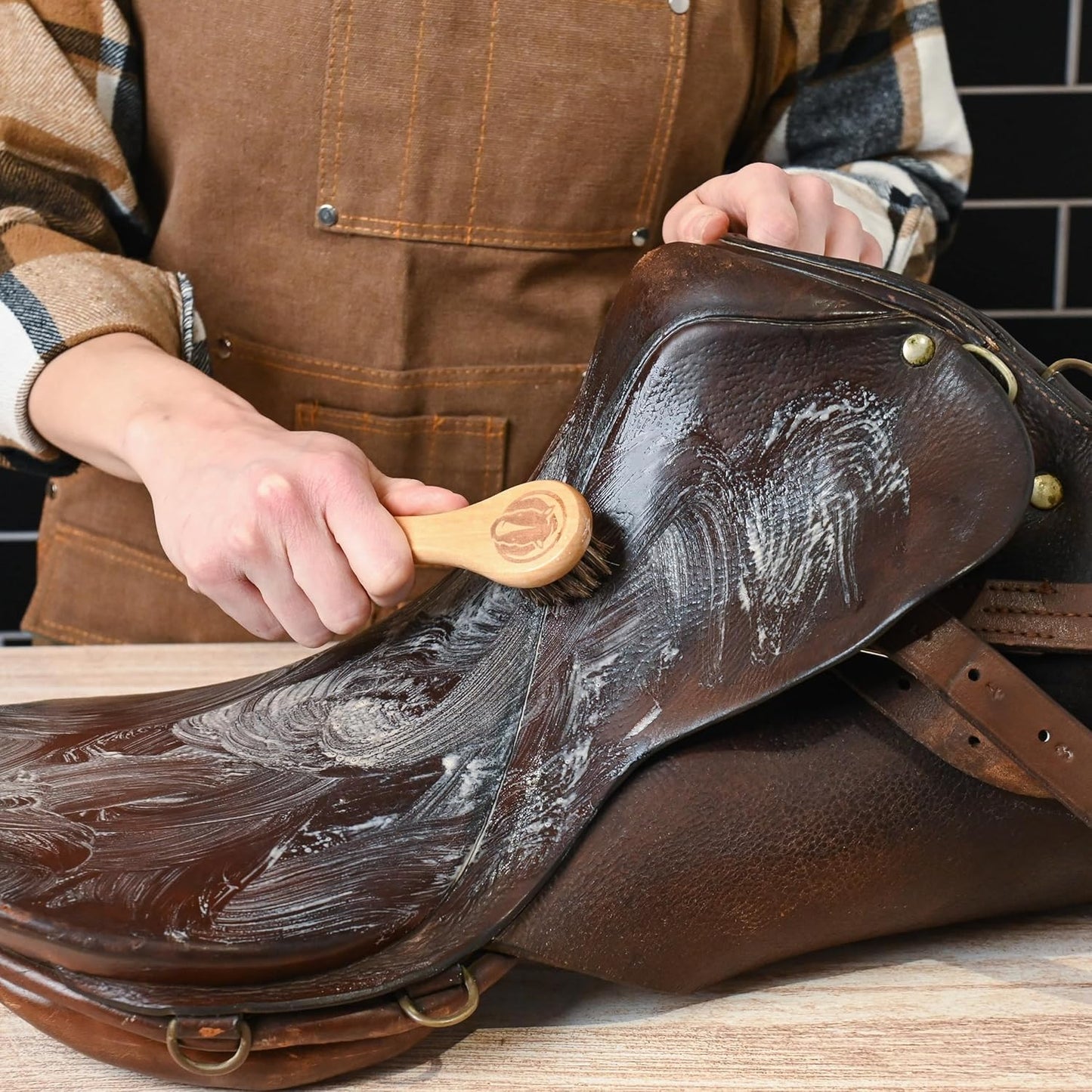 Horse Tack Kit - Includes: Saddle Soap for Leather & Conditioner - Leather Oil - Brushes - Cloth. Horse Supplies for Saddles, Bridles, Boots, Reins - Proudly Made in The USA (Not China)