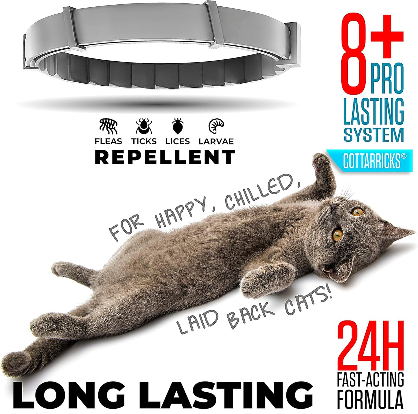 Flea and Tick Prevention for Cats - Collar - 2 Count - Adjustable