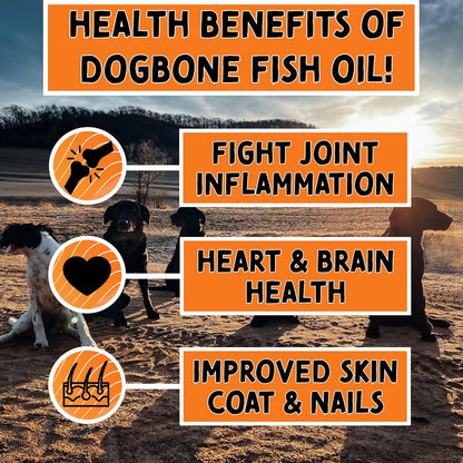 DogBone Fish Oil for Dogs 32 oz | Salmon Oil | Dog Fish Oil | Omega 3 | Dog Joint Supplement | Pet Vitamins and Supplements | Wild Alaskan Salmon Oil for Skin and Coat