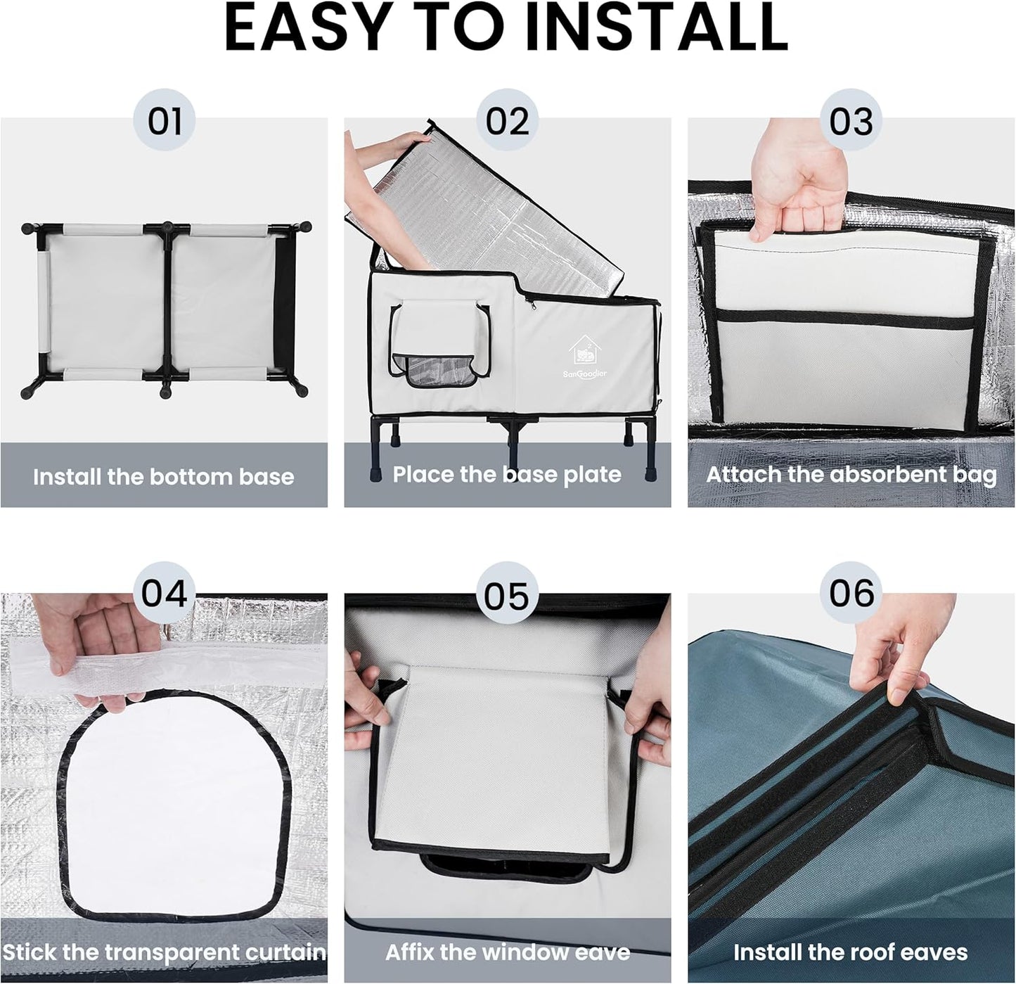 Cat Houses for Outdoor Cats, Outdoor Cat House Weatherproof with Insulation Layer for Warm, Foldable Cat Shelter, Cave Beds for Pets Up to 55lbs for Garden, Patio, or Backyard (Grey-L)