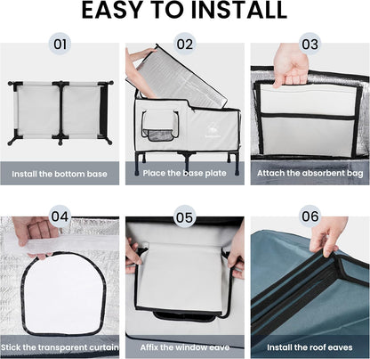 Cat Houses for Outdoor Cats, Outdoor Cat House Weatherproof with Insulation Layer for Warm, Foldable Cat Shelter, Cave Beds for Pets Up to 55lbs for Garden, Patio, or Backyard (Grey-L)