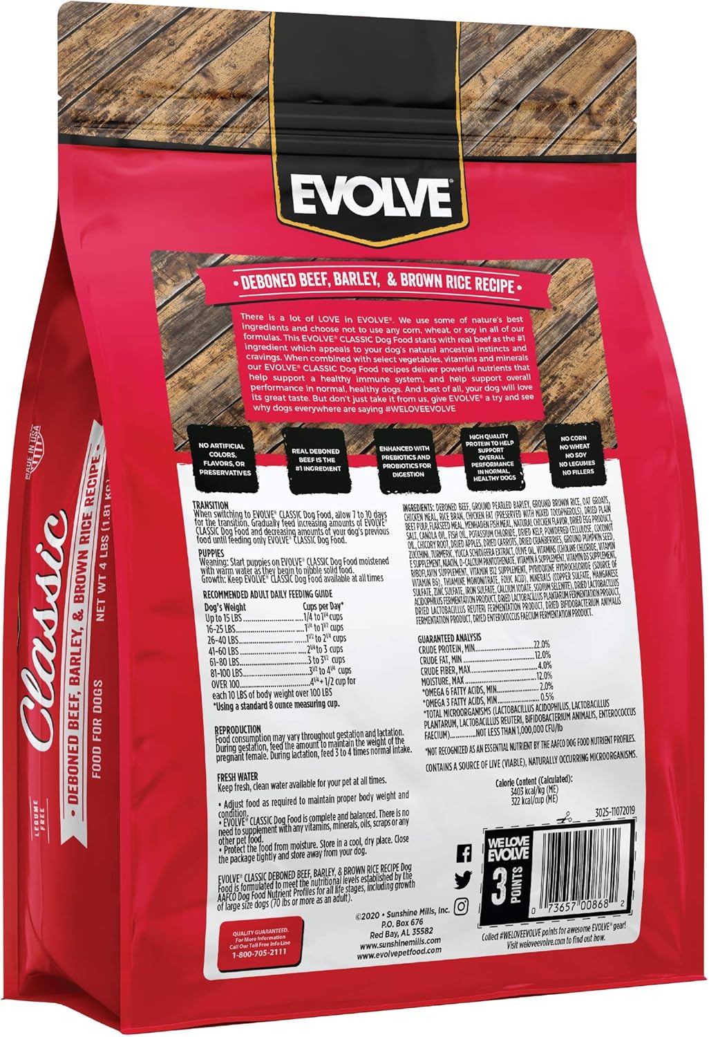 Evolve Pet Food Classics Deboned Beef, Barley and Bison Recipe Dog Food, 3.5-pounds