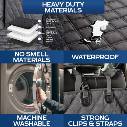 Ruff Liners Large Dog Seat Cover, Black – As Seen on Shark Tank – Back Seat Protector for Full-Size Trucks – Waterproof, Machine-Washable, Touch Fasteners, & Belt Slots – Heavy-Duty Dog Hammock