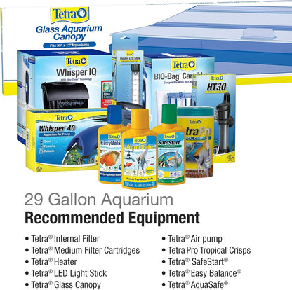 Tetra Glass Aquarium 29 Gallons, Rectangular Fish Tank, Assorted Color