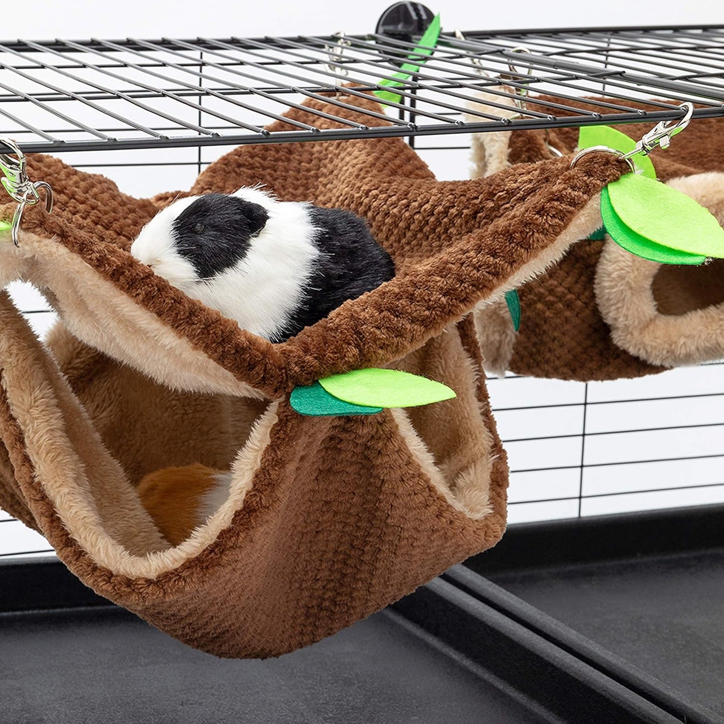 Small Animal Hammock - Hanging Hammock & Tunnel Hideout for Guinea Pig Hamster Parrot Rat Chinchilla - Warm Swing Plush Cage Bed Washable Pet Hammock