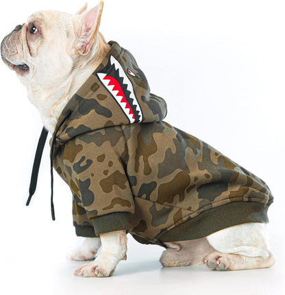 Camo Dog Hoodie Dog Clothes Extra Warm Fleece Lining Stretchy Fit for Small Medium Large Dogs (Camo, X-Large)