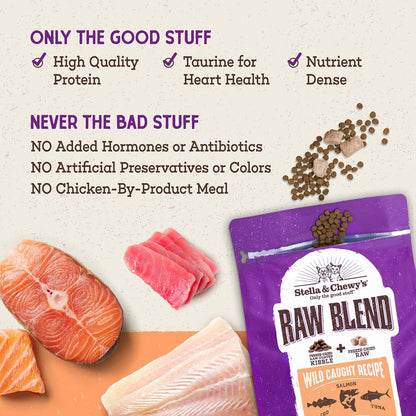 Stella & Chewy's Raw Blend Premium Kibble Cat Food – Grain Free, Protein Rich Meals – Wild-Caught Fish Recipe – 2.5 lb. Bag