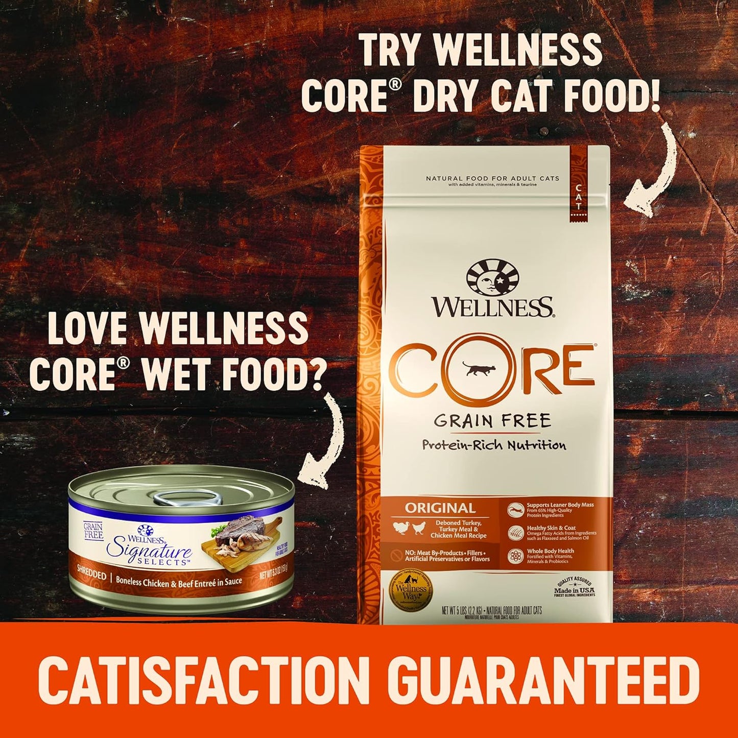 Wellness CORE Signature Selects Shredded Adult Wet Cat Food, Natural, Protein-Rich, Grain Free, 2.8 Ounce, 8 Pack (Poultry Variety Pack)